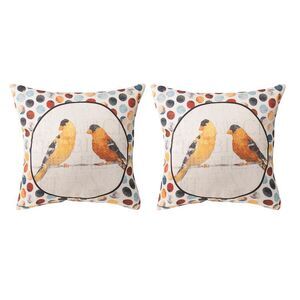 Pair of Usual Suspects Yellow Birds on Wire 18in. Decorative Throw Pillows